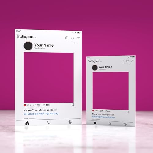 Customisable Social Media Selfie Frame Bespoke Instagram effect Personalised Party Decoration Ideal Wedding Gift Photobooth Prop