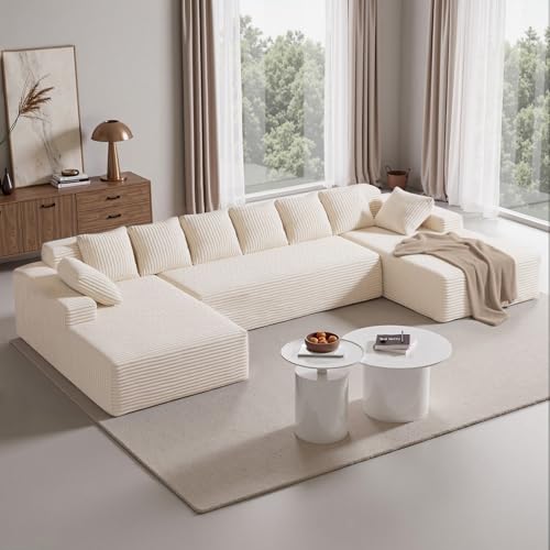 131'' Cloud Sectional Couches with Chaise Lounge, U-Shaped No Assembly