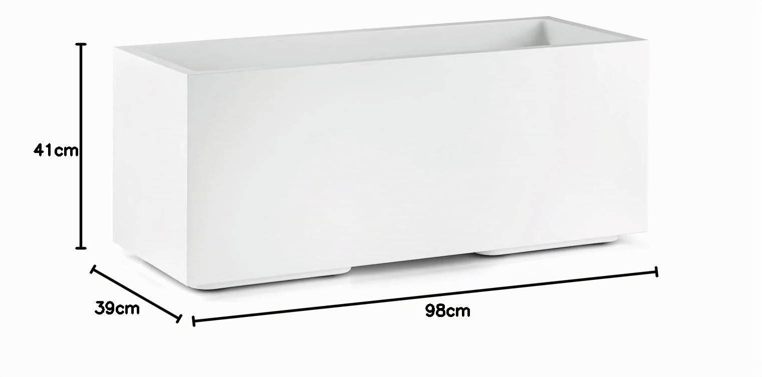 VECA SPA - Macetero Matheria de 100 cm de diseño moderno (blanco)
