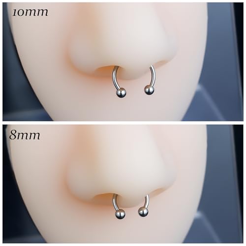 Vsnnsns 14G 16G 18G Septum Rings Piercing Jewelry 316L Stainless Surgical Steel Horseshoe Septum Nose Rings Snake Bite Lip Ring Daith Rook Earrings Smiley Piercing Jewelry for Women Men 8MM 10MM 12MM4