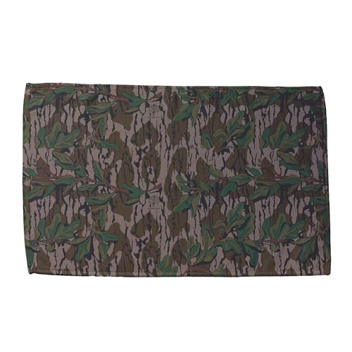 Mossy Oak Graphics Golf Towel 16”x25” with Hanging Loop, Green Leaf Camo Pattern, Waffle Weave Fabric, Perfect for Cleaning - 1-Side Printing; Printed in USA