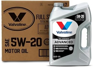 Valvoline Advanced Full Synthetic SAE 5W-20 Motor Oil 5 QT, Case ...