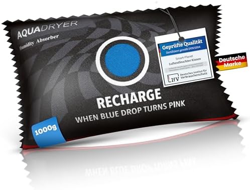 Smart-Planet® Coussin déshumidificateur de voiture - 1000 g - Réutilisable - Anti-fuite - Avec indicateur d'humidité - Contre la buée - 1 kg - Pour voiture, maison, caravane