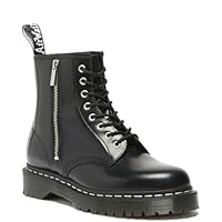 Dr. Martens Unisex 1460 Bex Zip Boot, Black - White Stitch Polished Smooth Leather, UK 9/US M10W11
