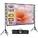 Produktbild Beamer Leinwand mit Stativ 180 Zoll - LEORFI Große Projektionsleinwand Ständer Outdoor Tragbar mit Tragetasche, Indoor HD 16:9 Front Rück,Höhenverstellbar, für Camping und Heimkino