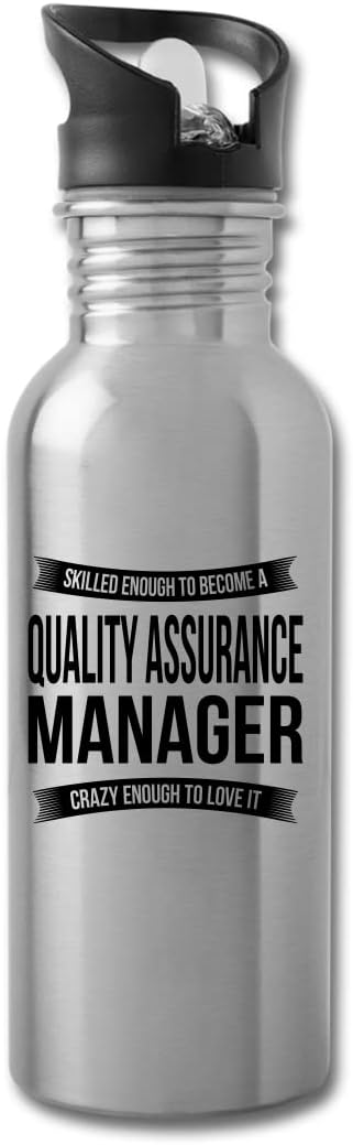 Funny Quality Assurance Manager Water Bottle For Men Women New Job Gifts Appreciation 20 fl oz Bottle Silver