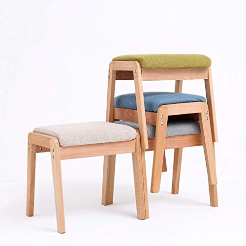 Taburete tapizado de superficie suave con patas de madera maciza para salón 5