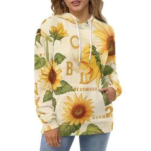 Sweat à Capuche Tournesol Alphabétique Hoodie Pullover Mixte - 2
