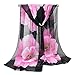 Produktbild TXGLGWA Hijab Woman Scarf Fashion Wild Seidenschal Blumen Bedruckte Schals für Damen Summer Thin Shawl Strandtuch   Schwarz