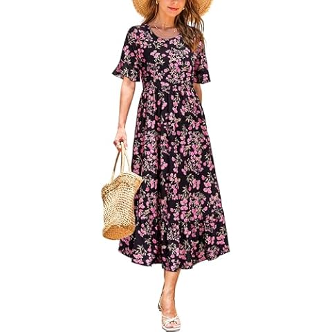 STYLEWORD Floral Midi Summer Dress with Pockets Cover