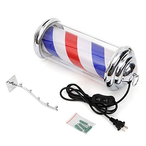 Wupyi 14.5” Barber Shop Pole Red White Blue Rotating Light Led Stripes Pole Light Hair Salon Sign Wall Mount Rotating Light (14.5") #TOP6