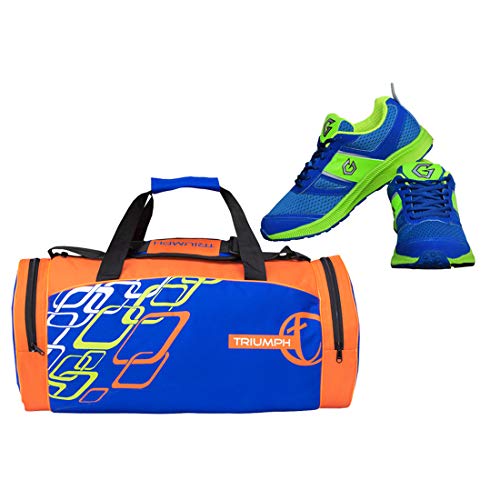 Gowin Bright Blue/Green Size-6 with Triumph Gym Bag Rounder-2 Pro-77 Royal/Orange