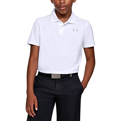 Under Armour Boys' Performance 2.0 Golf Polo, White (100)/Mod Gray, Youth Large