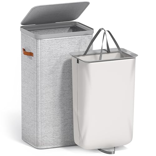 Sorbus Laundry Hamper with Lid - Collapsible Fabric Laundry Basket with Handles and Removable Laundry Bag – 26.5 Gallon (100 L) Dirty Clothes Hamper for Bedroom, bathroom and dorm (Gray) - image 8