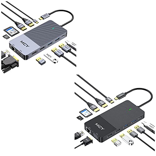 MCY 12 in 1 USB C Docking Station with Dual Hdmi and VGA Gray and Black Bundle