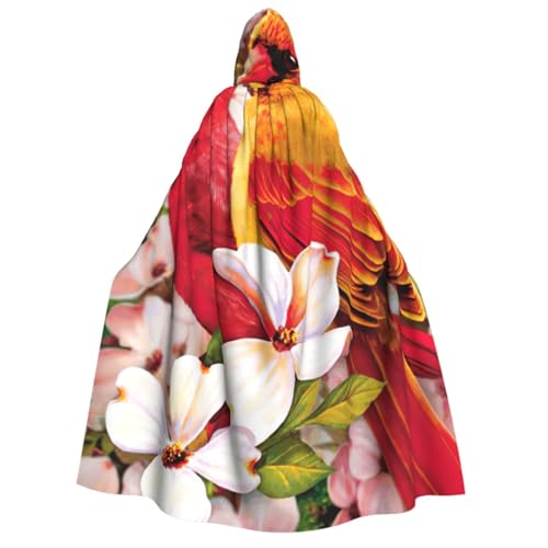 Cape médiévale unisexe 150 cm imprimé oiseaux pour carnaval et fêtes