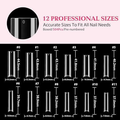 Image of UNA GELLA Tapered Square Nail Tips XXL 216 PCS No C Curve Nail Tips Extra Long Straight Nails Half Fake No Trace for Acrylic Tips for Home DIY with Box