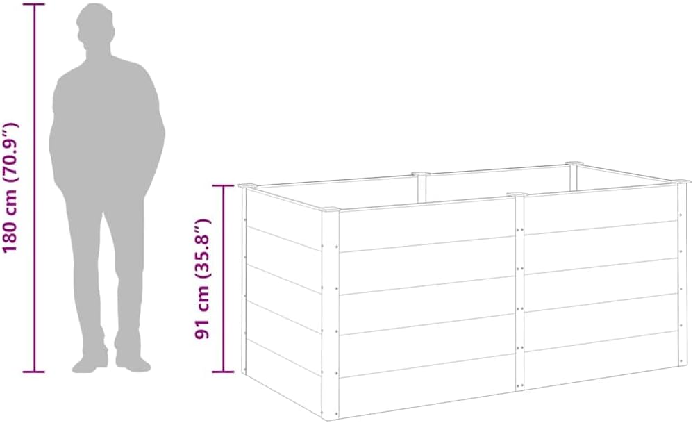 Large Grey Wood Plastic Composite Raised Garden Bed 78.7 x 78.7 x 35.8 in Matte Rectangular Planter Box Outdoor Durable Raised Planter for Patio Balcony and Garden