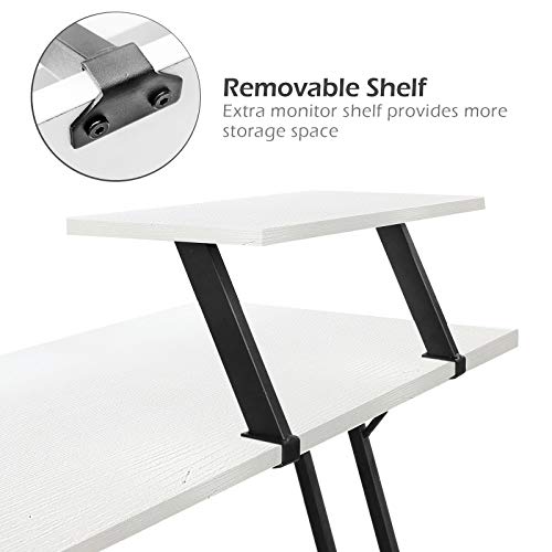 Lufeiya L Shaped Desk White Corner Computer Desks For Small Space Home Office Student Study Bedroom Pc Work,51 Inch Modern L-Shaped Writing Table With Monitor Stand #TOP4