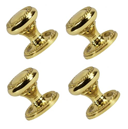 TERF® 30mm Traditional Georgian Polished Brass Cabinet Door Knobs 30mm Chest Drawer Cupboard Kitchen Wardrobe Door Pull Handle Knobs with Fixing Screw for Use Home and Office
