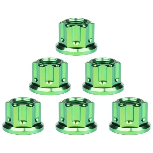 Image of Titanium M6 M8 M10 M12 M14 M16 Flange Bolt Nut Bicycle Motorcycle Rear Axle Car Modification Accessories Pack of 6 (M10 Pitch 1.25mm, Green)