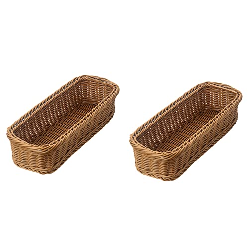 KVSERT 2 cestas tejidas para cubiertos de escritorio, cesta de drenaje para restaurante, color marrón