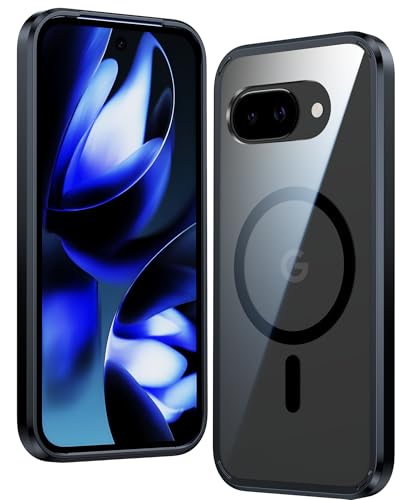 Image of FNTCASE for Google Pixel 9a Case: Magnetic Military Grade Drop Protection Anti Yellowing Cell Phone Cover - Rugged Shockproof Protective Bumper Transparent Cases(Black Magnetic)