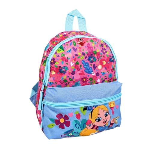 mybagstory - Sac à dos – Alice au pays des merveilles - Rose - Enfant - Ecole - Maternelle - Garderie - Crèche - Cartable Fille - Taille 28 cm - Bretelles réglables – Idée Cadeau