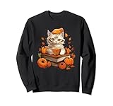 pumpkin spice latte cat halloween gatti e libri felpa