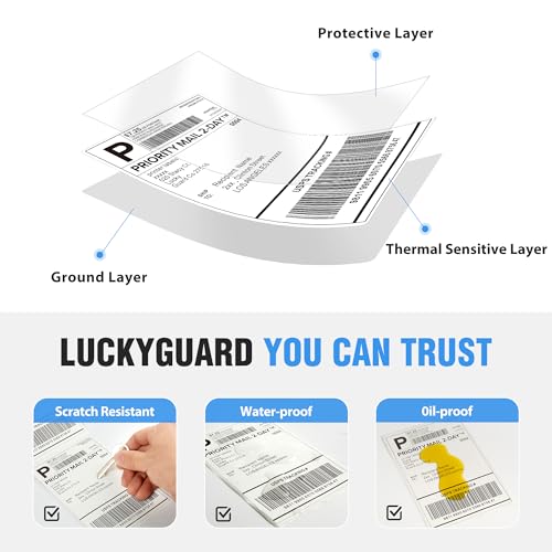 LuckyGuard Fanfold 4\" x 6\" Direct Thermal Labels 4000 Thermal Printer Paper 8 Stacks Shipping Labels