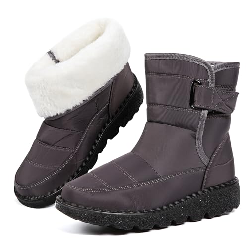 Best Lightweight Waterproof Winter Boots for Ultimate Comfort 15 Nxdxqsn Snow Boots,Waterproof,Warm Plush Lined Mid-Calf Winter Boots with Non-Slip Outsole for Cold Weather (k25-Grey, US, Adult, Women, 8, Numeric, US Footwear Size System, Medium)