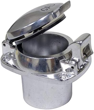 Empi Flip Top Fuel Filler Neck & Cap, 2 Inlet, Dune Buggy, Aluminum, Silver