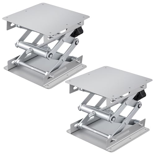YIXNSW 2 Stück Labor Hebebühne, 100 x 100mm Labor Hebeplattform Edelstahl, Silber Scherenheber für Experimente