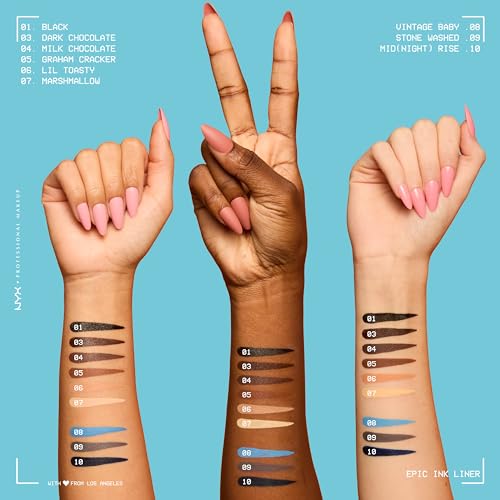 Image of NYX PROFESSIONAL MAKEUP Epic Ink Liner, Waterproof Matte Liquid Eyeliner with Vegan Formula - Mid Night Rise (Deep Navy)