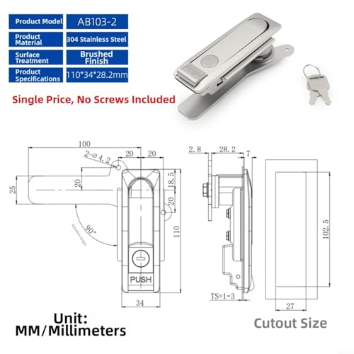 Serrure de porte de placard Ab103-2 en acier inoxydable 304 pour armoire de commande - 5