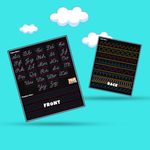 Image of TOKYODO Pre-Printed Rewriting Slates Chalk Board for Kids, Double Sided Writing Learning Black Board, with 4 Letter Spelling Cards (Pack if 1, Cursive Writing)