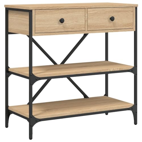 vidaXL Table Console, Bout de Canapé avec Tiroirs et Étagères, Meuble de Rangement Entrée Salon Couloir, Moderne, Chêne Sonoma Bois d'Ingénierie