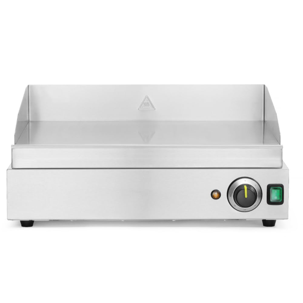 MBH - Piastra professionale in acciaio inox con superficie liscia. Ferro elettrico cromato duro per bar ristorante ad alta resistenza