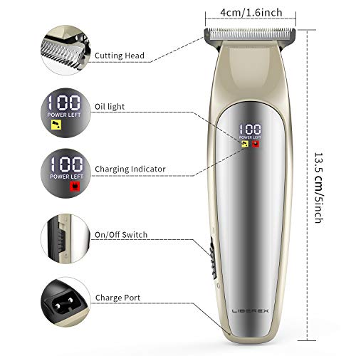 Hair Clipper - Liberex Professional Cordless Electric Fade Hair Trimmers Set Close Cutter, Rechargeable Wireless T-Blade Grooming Machine Beard Edger Kit for Men Kids Family Home with 3 Guide Combs