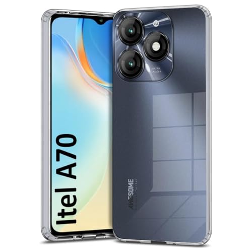 Image of COVERBLACK Soft Rubber Silicone Clear Back Cover for itel A70 - Transparent