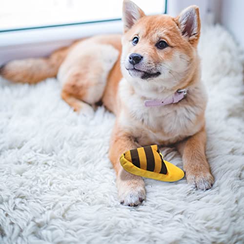 FuninCrea Hund Plüsch Spielzeug, Niedlich Plüsch Hausschuhe Spielzeug Interaktive Hundespielzeug für Mittelgroße Hunde und Welpen Kuscheltier Kauspielzeug für Verringerung der Langeweile (Gelb)