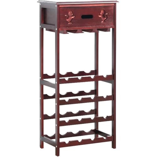 Soporte para 16 botellas madera burdeos 47x30x100cm miniatura 1