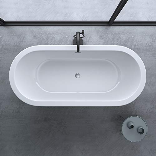 doporro Freistehende Design-Badewanne Vicenza501 180x80x60cm mit Überlauf aus Sanitäracryl in Weiß