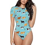 Meaudiwes Plus Size Bodysuit Bulls And Cows Farm Animal Cattle Women Crew Neck S-2XL Short Sleeve Full Coverage Shapewear Curvy Figure Celebrations Ceremonies