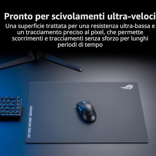 ROG NH04 ROG Moonstone ACE Tappetino per mouse da gioco, 50 x 40 x 0,4 cm, di grandi dimensioni, superficie ultra liscia, vetro temperato, giochi Esports e FPS, nero - Mouse gaming - Immagine 3