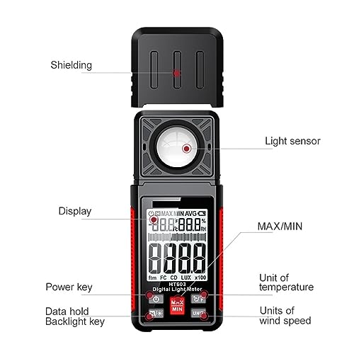 Luxómetro digital de 200000 Lux y medidor de iluminancia con temperatura ambiente 2