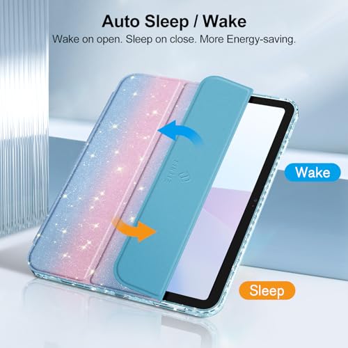 Fintie Hybrid Slim Case for iPad (A16) 11th Generation 11 Inch (2025), iPad 10th Generation 10.9 Inch (2022) - Shockproof Cover with Clear Transparent Back Shell & Pencil Holder, (Pink/Blue) by FINTIE - Used condition - Image 6