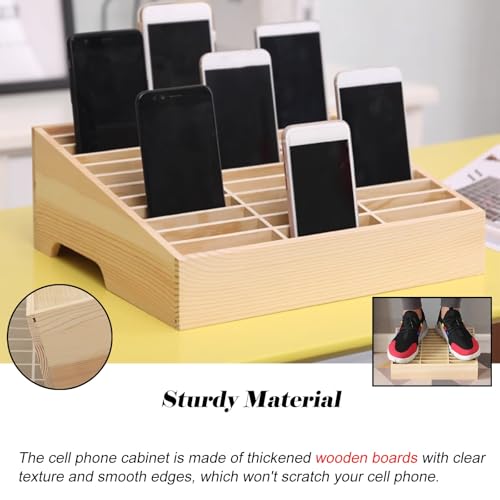 Mueble de madera para celulares con 24 compartimentos en capas 7