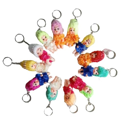 Genric Cute Mini Doll Keychain Set Multicolor (12 Pieces) Uses by Bags Car Bike Home Office Gifted by Friends Girls & Boys Keyring Key Chain/Colorful hair doll keychains-image-41