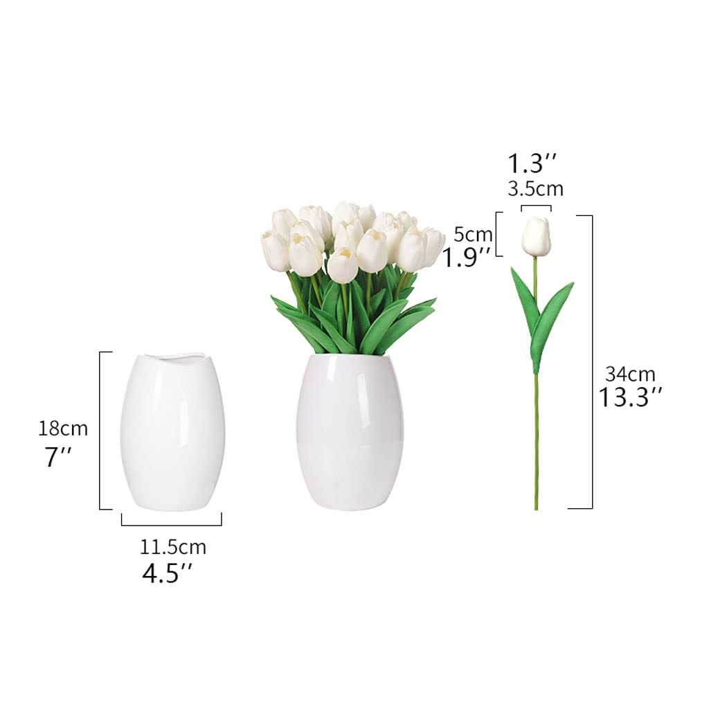 Künstliche Blumen Tulpe Künstliche Blume mit Vase echte Touch Künstliche Blumenstrauß Gefälschte Blume Set for Hochzeitsdekoration Home Garnen Dekor Künstliche Blumen wie Echt (Color : B)